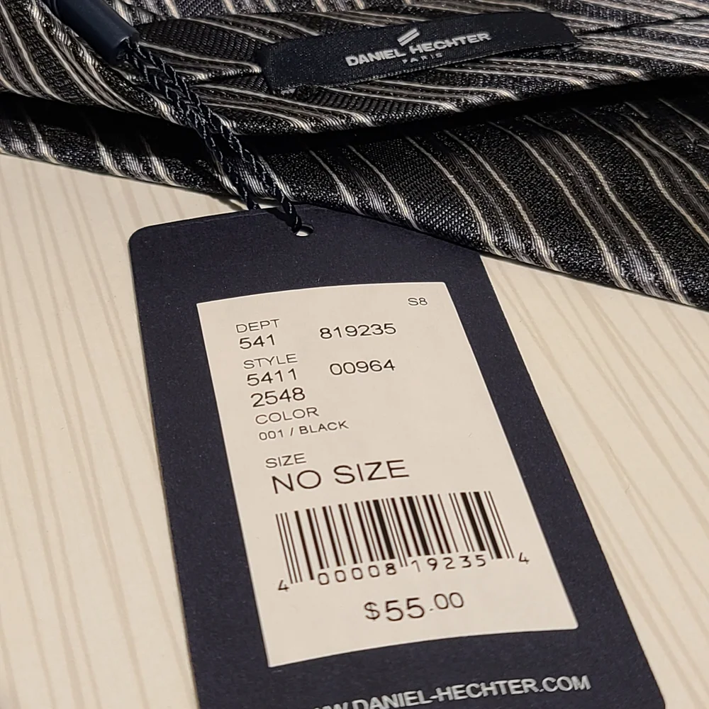 Blue & Silver Strip 100% Silk Tie by Daniel Hector - Picture 3 of 3